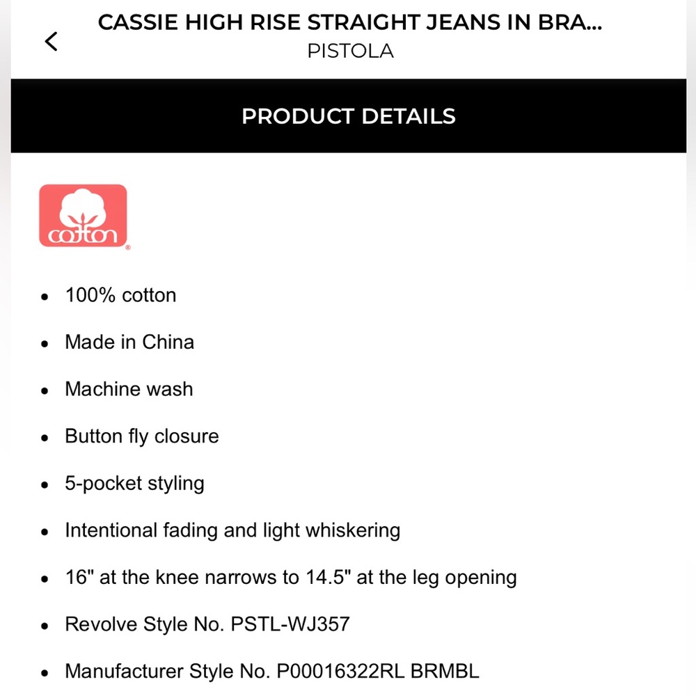 NWT Pistola Cassie Jeans in Bramble - Picture 6 of 8